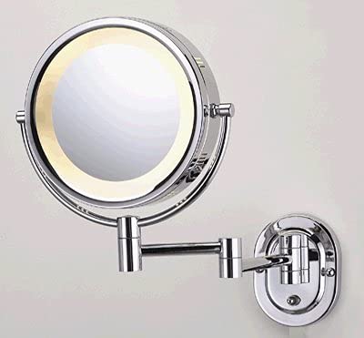 Hardwired 8 Chrome Finish Dual Sided Surround Light Wall Mount Makeup Mirror