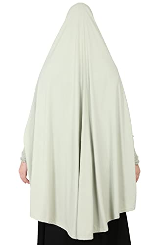 Image of NAZNEEN Women's Full Coverage Khimar Hijab with Sleeves and Under Cap |Solid Pattern Cotton Set for Hajj, Umrah, and Prayer| Comfortable One-Size Head CoveR