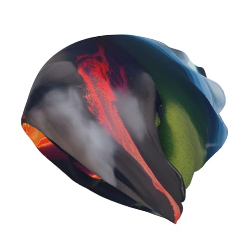 KPXXAQT Kilauea Volcano Bloom Bonnet multifonction pour homme et femme Pour l'hiver, Noir , Taille unique
