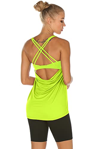 Image of icyzone Women's Open Back Workout Athletic Yoga Tank Tops with Built in Bra
