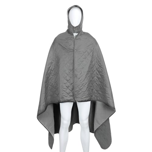 [pronala]キャンプ ブランケット ハイパイル超厚型ブランケット 140x200cm大判 帽子付きポンチョ兼用 撥水防風加工 収納バッグ付き 旅行用 お花見/キャンプ/防災対応 車中泊必須 軽量 丸洗い可