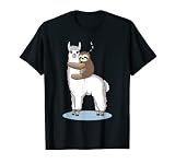 Lustiges Faultier schläft auf Alpaka Lama Alpaca Geschenk T-Shirt