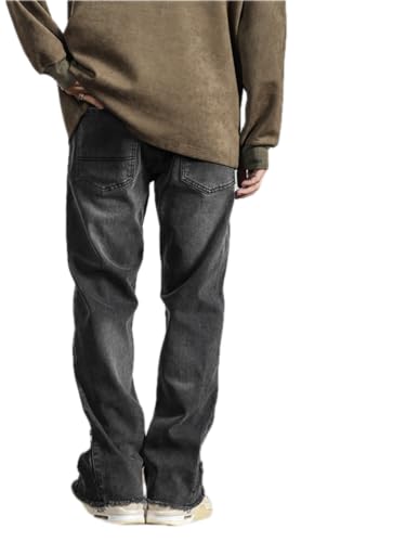 Jeans Pants Trouser Denim Retro Washed Autumn Winter Men's Zipper Handsome Street Straight Leg Spring