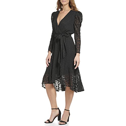 Image of Tommy Hilfiger Adaptive Women's Midi Long Sleeve Faux Wrap Chiffon Dress