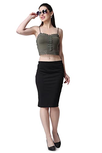Image of POPWINGS Casual Solid Pencil Skirt for Women || Knee-Length Skirt for Women || Stylish Mini Skirt for Women || Summer Pencil Skirt for Women