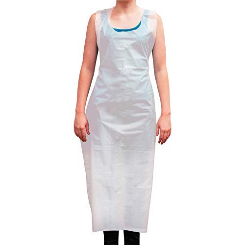 SAFE HANDLERDisposable Poly Aprons | 1.21 Mil Thickness, Waterproof and Disposable, Box of 50 (1 Box)