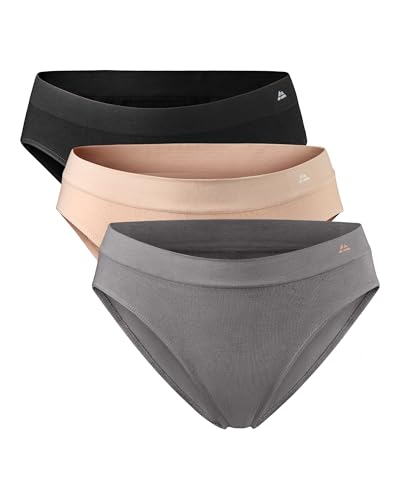 DANISH ENDURANCE Braguitas de Bambú para Mujer, Bragas Bikini Elásticas, Suaves y Cómodas, 3 Pack, Multicolor (1 X Negro, 1 X Gris Oscuro, 1 X Beige Nude), XS/S