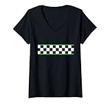 Damen Rennflagge Muster Kariert Flagge Schachbrett T-Shirt mit V-Ausschnitt