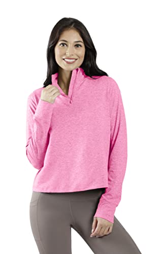 Image of 90 Degree By Reflex Cropped Two Tone Heather Long Sleeve Quarter Zip Jacket