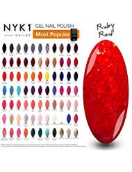 Ruby Glitter Red Gel Polish - (Ruby Red) UV LED Gel Colour NYK1 Nailac Soak Off Polishes Manicure Pedicure