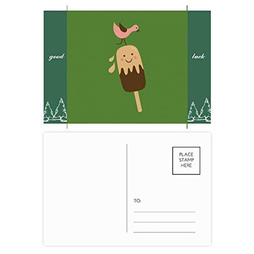 Cartes postales visage souriant avec glace au chocolat pour correspondance
