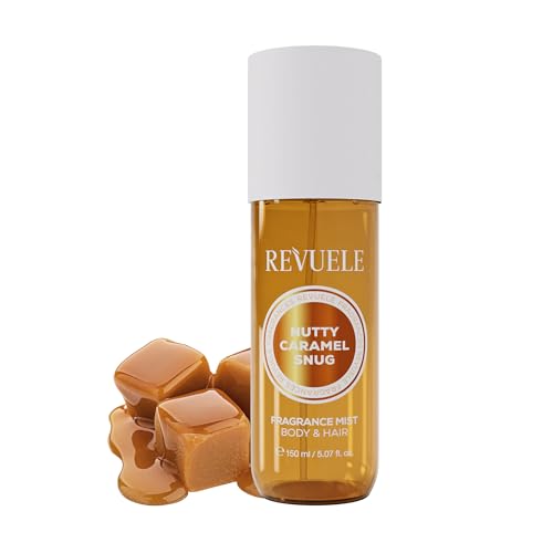 Revuele Nutty Caramel Snug Körperduftspray – Süß-warmer Gourmandduft mit Karamell & nussigen Akzenten, Cozy Körperspray für den Alltag, 150 ml