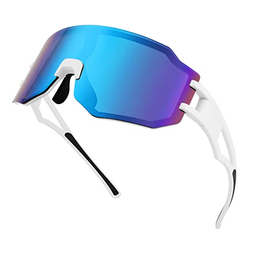 FEISEDY Sports Cycling Glasses Men Fashion Mirrored Bicycle Sunglasses One Piece Rimless Lens B2867