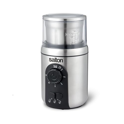 Salton Stainless Steel Smart Coffee Grinder | 6 Cup-Level Settings + Pulse | Removable...