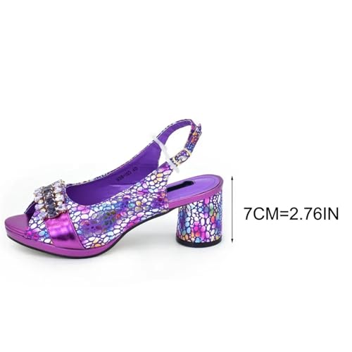 Women Arrival Shoe and Bag Set Party Heeled Shoes for Wedding Full Wedding Pumps Purple4