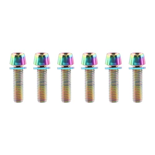 自転車用ステムネジボルト 6個セット 耐摩耗チタンメッキ鋼製 ハンドルバー交換パーツ M5x17mm マウンテンバイクロードバイク対応 (カラフル)