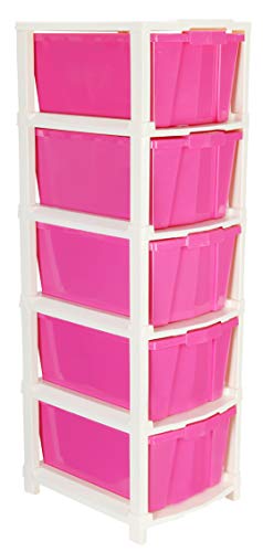 Image of Joyful Studio 5 Xl Plastic modular Drawer System for Home, Office, Hospital, Parlor, School, Doctors, Home and Kids, Colour Pink, Product Dimension when assembeled (31cmx39cmx98 cm)