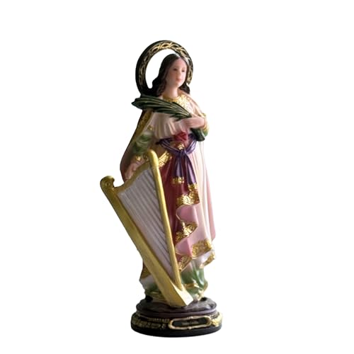 Estatua Santa Cecilia Figura Católica 12" Resina