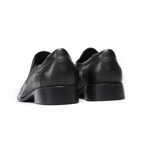 Men's Classic Business Formal Shoes Slip-On Loafers Leather Oxfords with Metal Toe Cap Dragon Buckle Detail Black Oxford Work Wedding Dress Shoes4