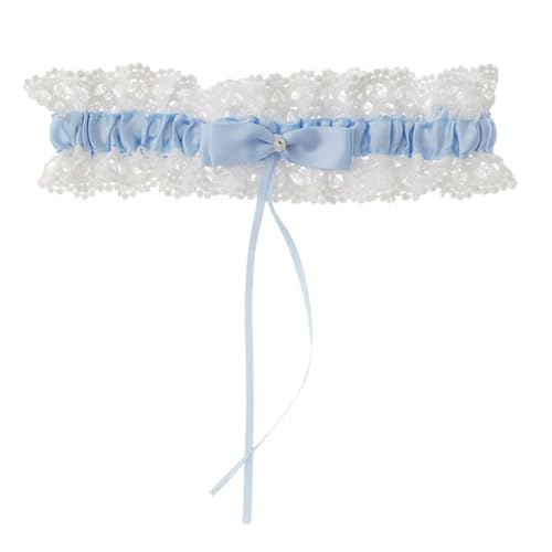 Strumpfband Spitze Hochzeit,Braut Strumpfband aus Spitze Blau Weisses Brautstrumpfband Spitze Bogen Strumpfbänder Hochzeitsstrumpfband für Brautaccessoires Braut Geschenk Garters