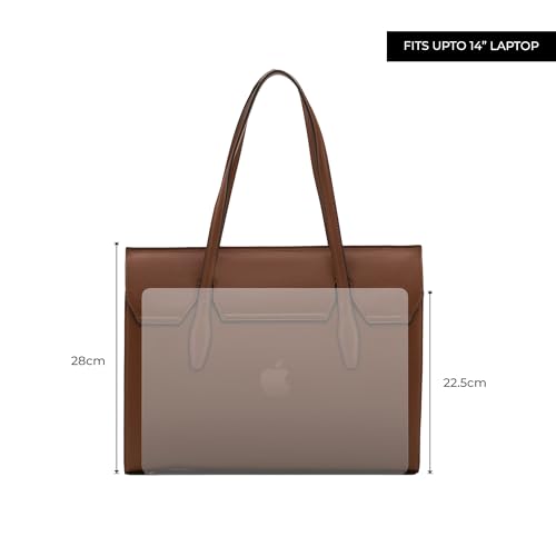 Image of Miraggio Clea 14 Inch Laptop Tote Bag For Women Office Use | Office Tote Bag With Padded Laptop Sleeve And Zipper Closure | Stylish Totes