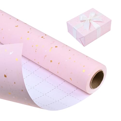 Rollo de Papel de Regalo Rosa, Papel Regalo Cumpleaños para Bodas, San Valentín, Cumpleaños, Fiestas y Decoración Navideña, 43 cm x 10 m