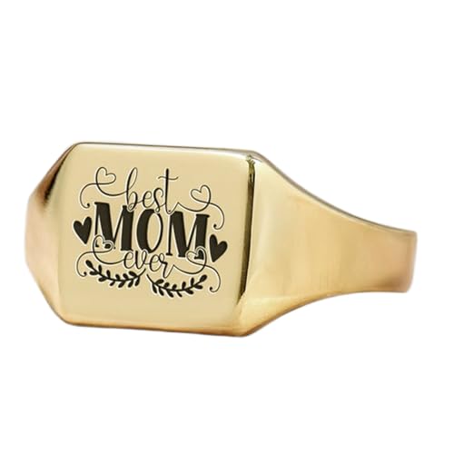Bague Amour Maman anti-allergie style vintage fait main en or