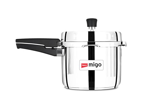 Image of Impex 3 Litre Stainless Steel Pressure Cooker | Outer Lid Induction Base Pressure Cooker | Induction and Gas Stove Competable | ISI Certified | 5 Year Warranty