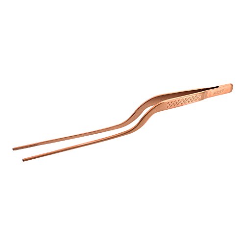 Mercer Culinary 18-8 Stainless Steel Precision Plus Chef Plating Tong, Offset, 7-7/8 Inch Tip, Rose Gold