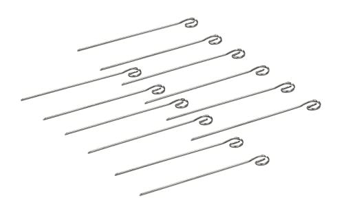 Buddy’s BBQ - Grillspieße/Schaschlikspieße, 12 Spieße, BBQ Spieße, Grillen, Kochen, Fleisch, Fisch, Gemüse, wiederverwendbar, 21 cm Länge, Edelstahl, Flachmaterial, mit Ringgriff