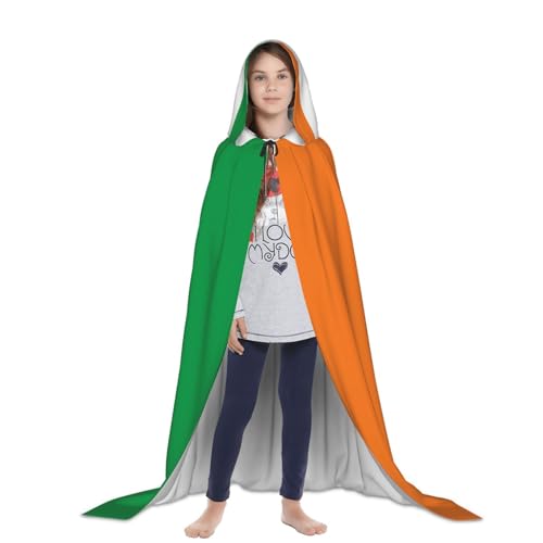 Capa con capucha de Halloween con estampado de bandera de Costa de Marfil y caída fluida 4