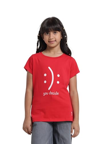 Image of Under Fourteen Only Girls Cotton Tops Collection - Round Neck, Crop Top, Full & Half Sleeve, Drop Shoulder, Ruffle Sleeve, Graphic Printed, Embroidered & Slub Knit Styles