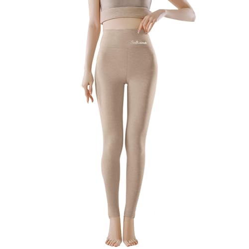 Fleece Leggings for Women Pantalones de Frio para Mujer Fashion High Waisted Thermal Pants Thick Cute Black Running Warmer Lined Leggings with Fleece Lining for Women Khaki M