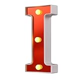 Samapet Light up Letters LED Marquee Letter Lights Alphabet Night Lights Sign for Wedding Birthday Party Christmas Home Bar Decoration, Red Mirrored Surface - I