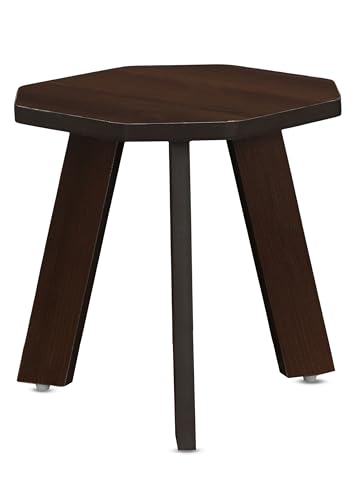 Image of SBF Furniture Mini Hexagonal Side Table, 30cm Matte Finish, Modern Minimalist Design, 3 Angled Legs (Brown2)