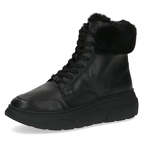 CAPRICE Damen Sneaker hoch mit Fütterung Memotion aus Leder Fell Weite G, Schwarz (Black Nappa), 37 EU