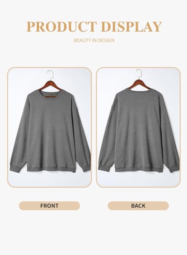 Image of Eytino Women Plus Size Sweatshirt Oversized Crew Neck Long Sleeve Tops | Fall Fashion Clothes 2026, Oversized Sweat Shirt, Soft Comfy Pullover, Travel Casual Work Lounge Daily Outfit