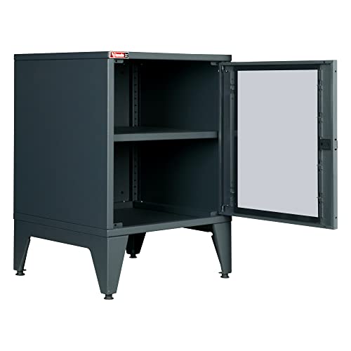 Lande Home Office 17.72'' Wide 1 - Shelf Storage Cabinet (Glass Door, Anthracite Gray) #TOP1