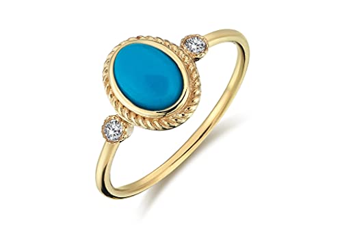 14K Yellow Rose White Gold Blue Turquoise Braided Band Ring - Dainty Gemstone Stacking Ring For Women - Minimalist Promise Ring For Her #TOP15