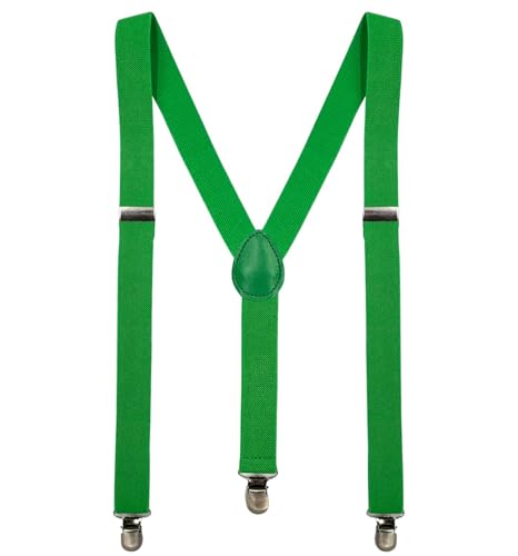 MDSTYLE Suspenders for Men Women Boys - Adjustable Y-Back (Green)