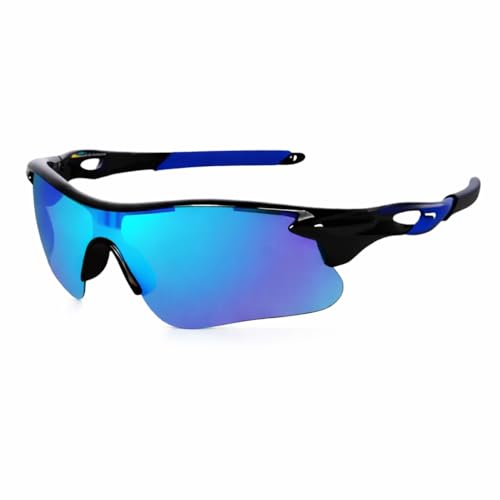Image of Oversized Sports Goggles for Men & Women UV400 Protection Non Polarized Cycling Running Cricket Driving Fishing Outdoor Lightweight Wraparound Design Clear Vision Eyewear. (Blue)