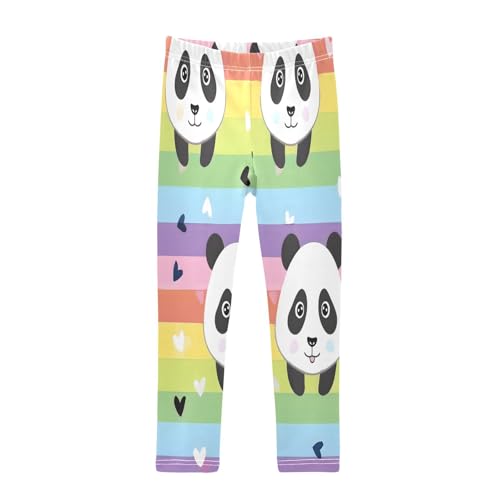 Toddler Girls Leggings Printed Yoga Pants Leggings Panda Rainbow Background for Kids