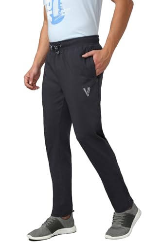 Image of Van Heusen Men's Track Pant | Side Zipper Pockets |Mid-Rise| Comfort Fit | Cotton Blend | Breathable & Casual | Easy Stain Release| Anti-Static Fabric | Activewear | Drawstrings | Style 50052