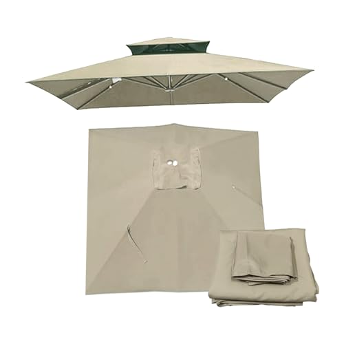 GLikur Toldo de Recambio de Sombrilla Cuadrada de 3.0x3.0m, Toldo de Repuesto para Sombrilla de Patio, Tela de Repuesto Parasol, Tela Repuesto Sombrilla para Jardín, Patio, Piscina, Terrazas(Caqui)