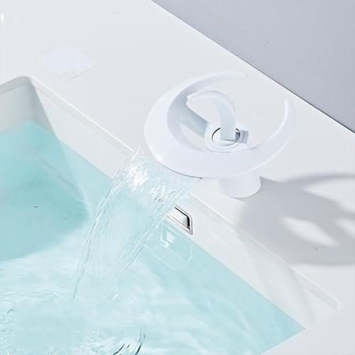 Mitigeur lavabo cascade blanc en laiton avec commande d'eau chaude et froide fluide