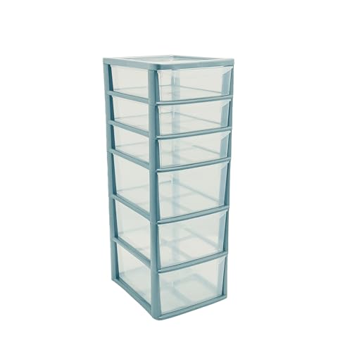 SIDSONS A4 5 & 6 Drawer Storage Unit Clear Plastic Drawer Organizer Home Office School Multi-Purpose Stationery Craft Tool Storage Medium & Deep Drawers (Silver/Clear, A4 3 Deep 3 Shallow Drawers)