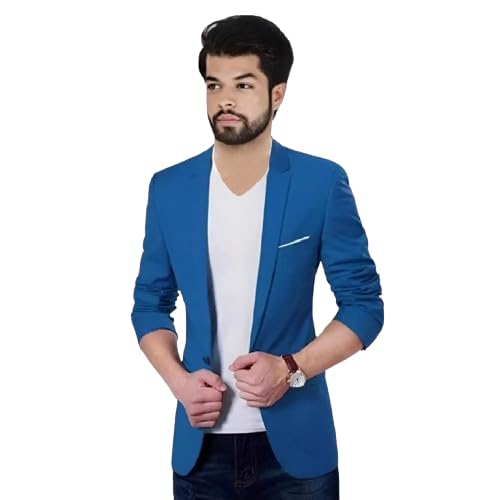 darbar in Men's Single Breasted Casual, Formal, Party, Festive and Wedding Blazer, Blue-picture-28