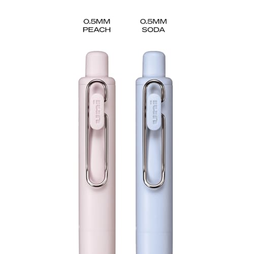 Image of uni one P Retractable Gel Pens, Micro Point (0.5mm), Peach, Soda, Black, 2 Pack