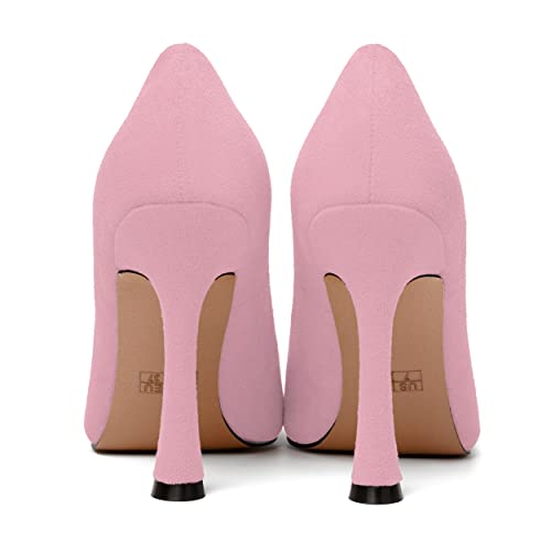 NUMALEO Womens Wedding Pointed Toe Solid Slip On Dress Suede Stiletto High Heel Pumps Shoes 4 Inch4