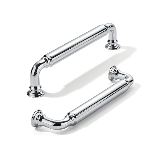 khtumeware 10-Pack Polished Chrome Heavy-Duty Solid Cabinet Pulls 5 Inch (128mm) Hole Center Drawer Pulls Cabinet Hardware Suitable for Kitchen Cabinets Bathrooms and Dressers